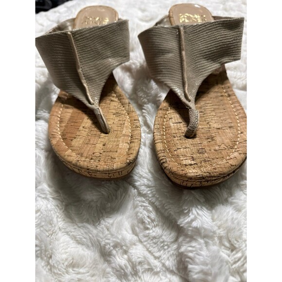 Donald Pliner MALONE sand lisard leather cork wedge sandals - Picture 6 of 6